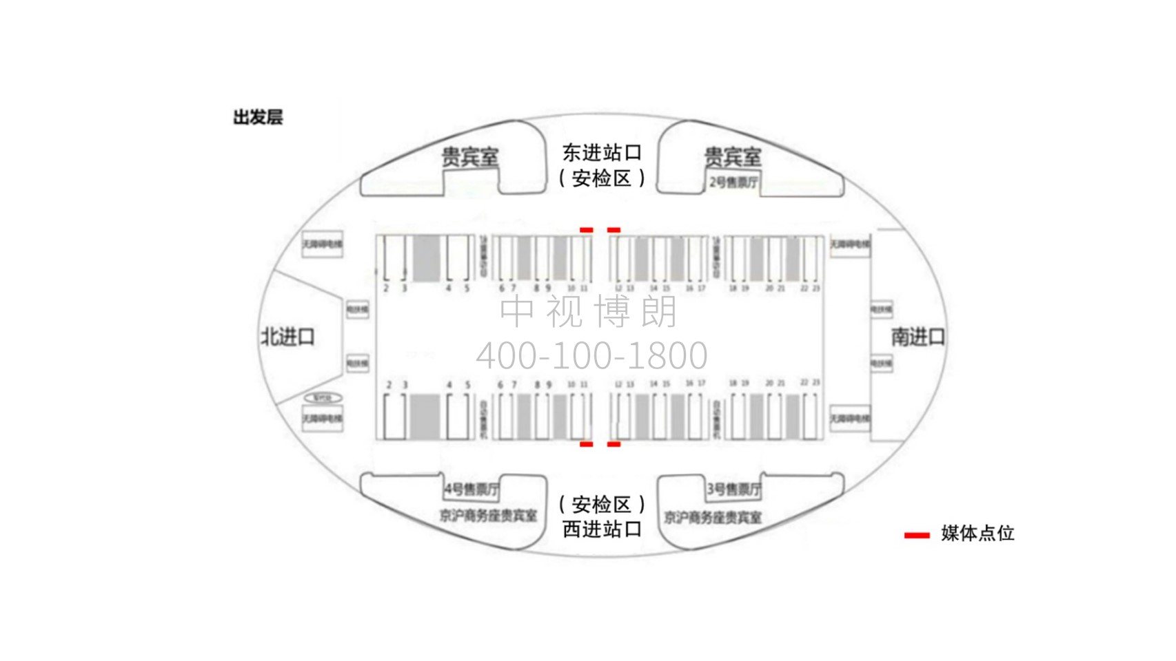 北京南站广告-候车厅通道LED大屏点位图