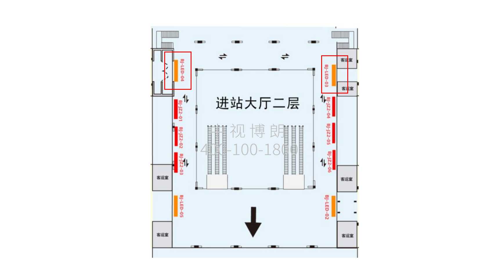 北京站广告-进站厅候车室门头LED大屏B点位图